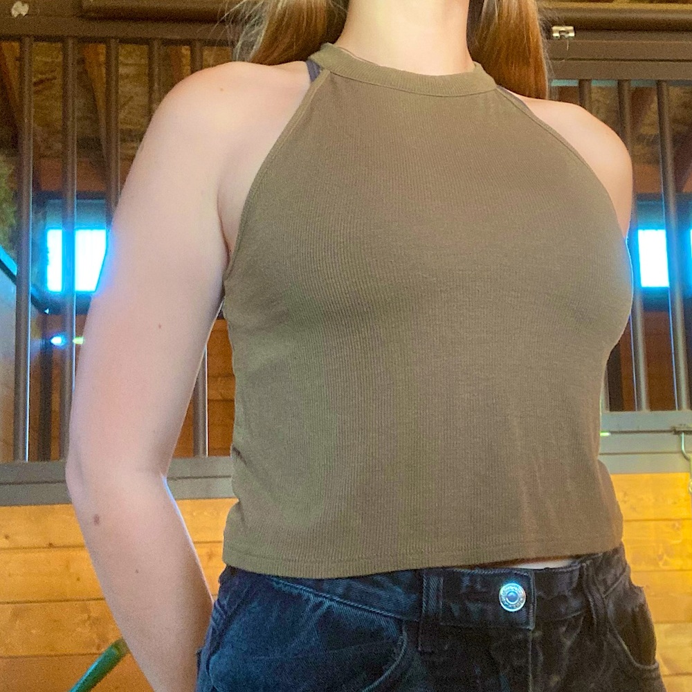 Rock and Roll Cowgirl Army Green Tank Top